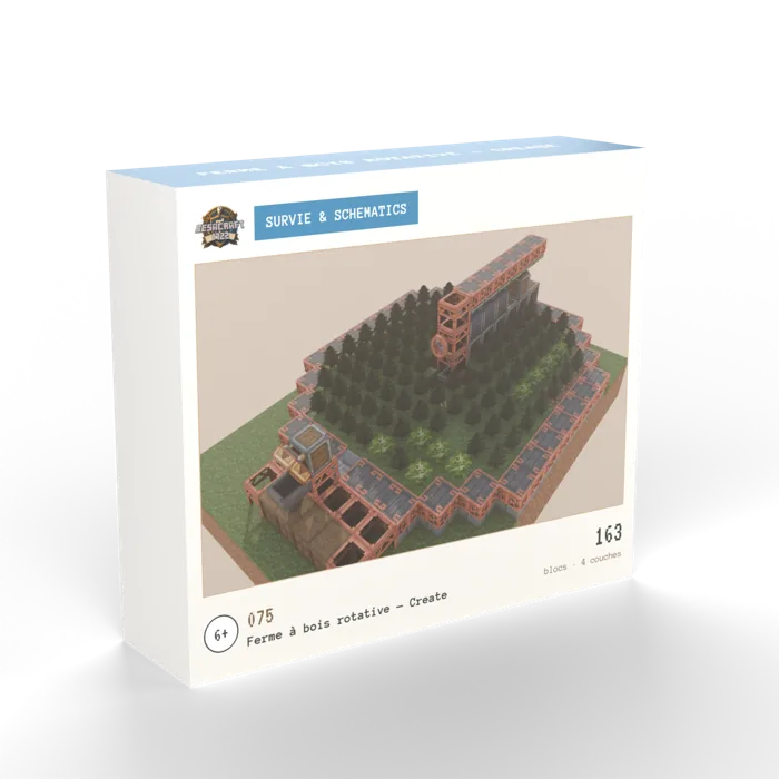 Boîte de la Ferme à bois rotative — Create : rendu 3D de la machine sur sa motte