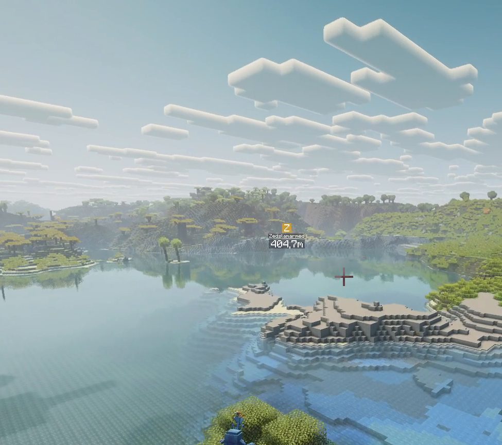 Capture de jeu : une île au milieu d'un lac