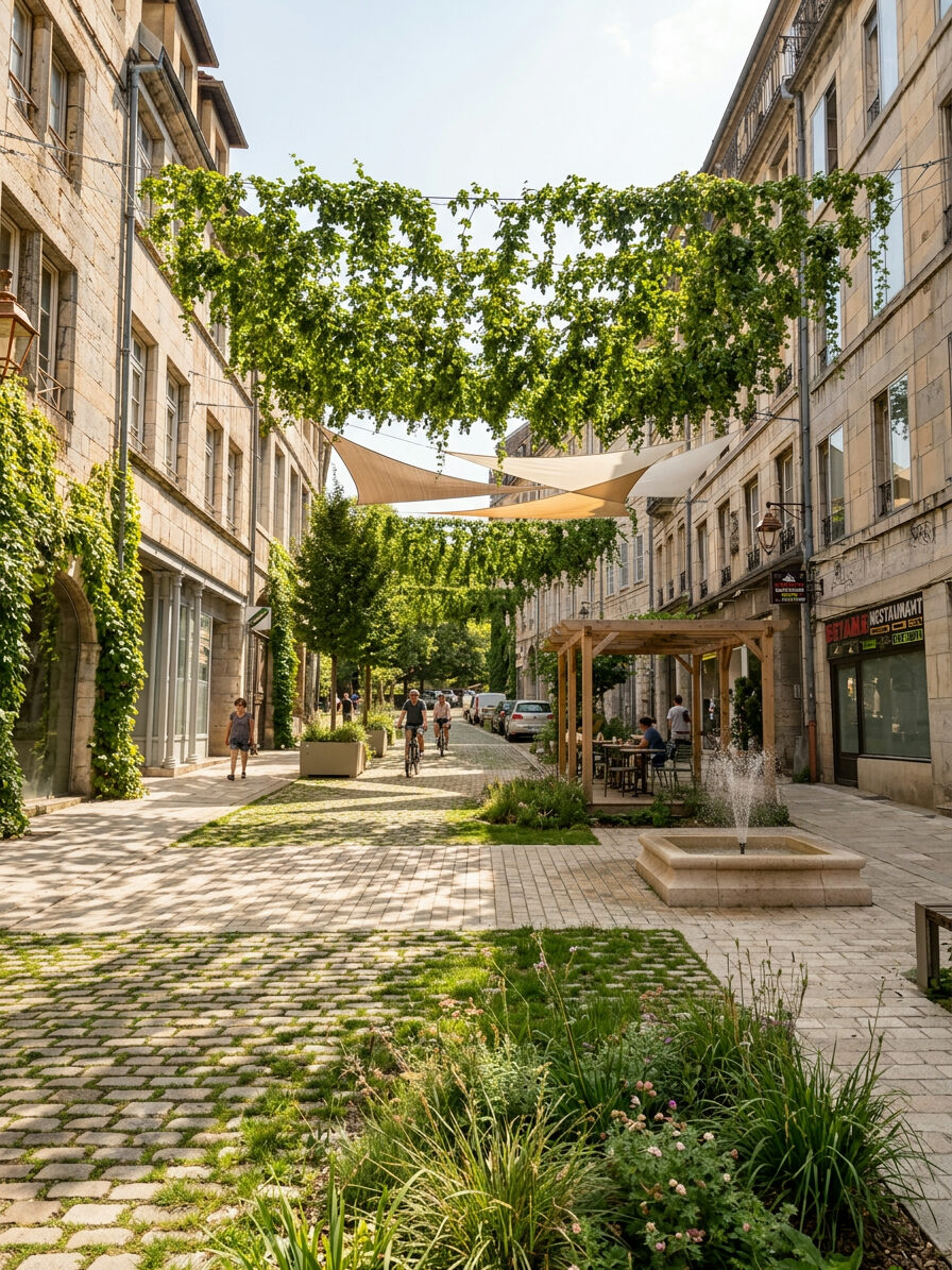 Ambiance fraîche et plantée en plein été (jour)